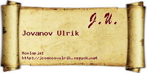 Jovanov Ulrik névjegykártya